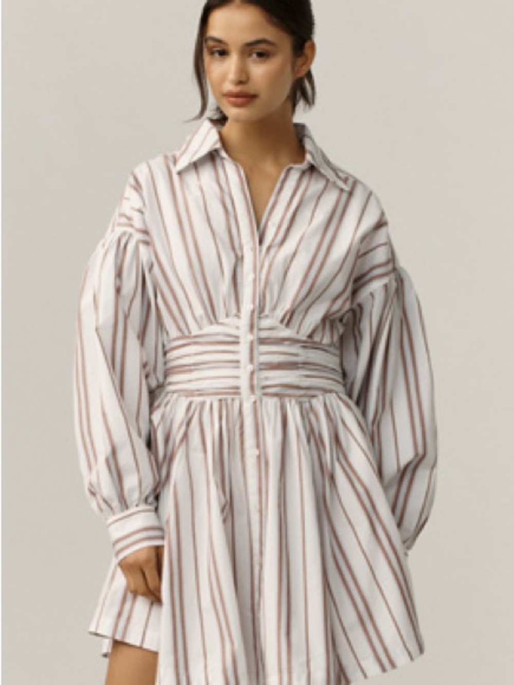 Anthropologie Long Sleeve Collared A-Line Mini Dress